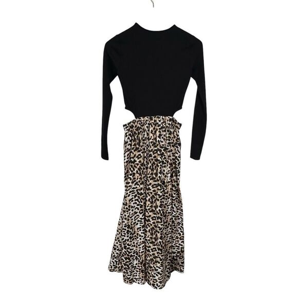 Something Navy Animal Print Cut Out Long Sleeve maxi Dress, XS - Picture 3 of 11